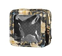 Piccola borsa per il trucco in pelle trasparente con gatto bianco astronauta galleggiante nello spazio per borsa da viaggio per articoli da toeletta tote organizer per cosmetici per ragazze e donne