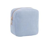 Piccola borsa per il trucco in velluto a coste con cerniera, mini borsa per cosmetici da viaggio, borsa portatile per trucchi per la cura della pelle, organizer per viaggi di lavoro, Blu, modernità