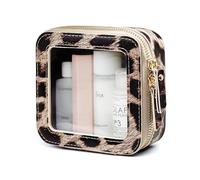 Piccola borsa per il trucco per accessori da donna trasparente mini sacchetto cosmetico per auto borsa essenziale per auto stampa leopardata borsa da viaggio organizer con cerniera carino compatto