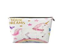 Piccola borsa per il trucco per borsa, impermeabile, da viaggio, trousse per cosmetici, borsa portatile in pelle per cosmetici, organizer per accessori da donna, balena, Gli unicorni seguono i tuoi