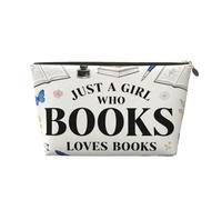 Piccola borsa per il trucco per borsa, impermeabile, da viaggio, trousse per cosmetici, borsa portatile in pelle per cosmetici, organizer per accessori da donna, libri d'amore, Solo una ragazza ama i