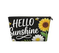 Piccola borsa per il trucco per borsa, impermeabile, da viaggio, trousse per cosmetici, borsa portatile in pelle per cosmetici, organizer per accessori da donna, libri d'amore, Ciao Sunshine Flower, 7