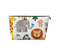 Piccola borsa per il trucco per borsa, impermeabile, da viaggio, trousse per cosmetici, in pelle, organizer per accessori da donna, gufo, Giraffa Leone Bradipo Giungla, 7 x 2.4 x 5 Inches, Portamonete