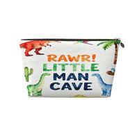 Piccola borsa per il trucco per borsa, impermeabile, da viaggio, trousse per cosmetici, in pelle, organizer per accessori da donna, gufo, Piccola grotta dei dinosauri, 7 x 2.4 x 5 Inches, Portamonete