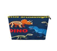 Piccola borsa per il trucco per borsa, impermeabile, da viaggio, trousse per cosmetici, in pelle, organizer per accessori da donna, gufo, Piccolo dinosauro, 7 x 2.4 x 5 Inches, Portamonete