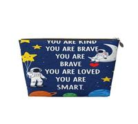 Piccola borsa per il trucco per borsetta, impermeabile, da viaggio, trousse per cosmetici, borsa portatile in pelle per cosmetici, accessori da donna, organizer per trucchi, camion, Pianeta astronauta