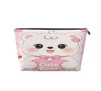 Piccola borsa per il trucco per borsetta, impermeabile, da viaggio, trousse per cosmetici, borsa portatile in pelle per cosmetici, organizer per accessori da donna, orso carino, Orsetto carino., 7 x