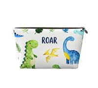 Piccola borsa per il trucco per borsetta, impermeabile, da viaggio, trousse per cosmetici, borsa portatile in pelle per cosmetici, organizer per accessori da donna, elefante, Ruggito di dinosauro, 7 x