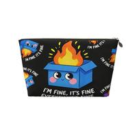 Piccola borsa per il trucco per borsetta, impermeabile, da viaggio, trousse per cosmetici, borsa portatile in pelle per cosmetici, organizer per accessori da donna, fiore sole, Tutto va bene, 7 x 2.4