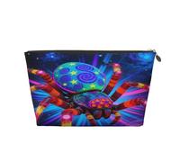 Piccola borsa per il trucco per borsetta, impermeabile, da viaggio, trousse per cosmetici, borsa portatile in pelle per cosmetici, organizer per accessori da donna, tartaruga farfalla, Ragno, 7 x 2.4