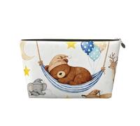 Piccola borsa per il trucco per borsetta, impermeabile, da viaggio, trousse per cosmetici, in pelle, organizer per accessori da donna, ottima palla sportiva, Orso Sogni, 7 x 2.4 x 5 Inches