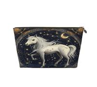 Piccola borsa per il trucco per borsetta, impermeabile, da viaggio, trousse per cosmetici, in pelle, organizer per accessori da donna, con tigre zodiacale cinese, Cavallo zodiacale cinese, 7 x 2.4 x 5