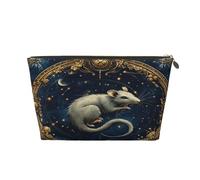 Piccola borsa per il trucco per borsetta, impermeabile, da viaggio, trousse per cosmetici, in pelle, organizer per accessori da donna, con tigre zodiacale cinese, Ratti zodiacali cinesi, 7 x 2.4 x 5