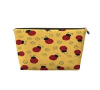 Piccola borsa per il trucco per borsetta, impermeabile, da viaggio, trousse per cosmetici, in pelle, organizer per accessori da donna, organizer per cosmetici, fiori e farfalle gialle, Coccinelle, 7 x