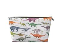 Piccola borsa per il trucco per borsetta, impermeabile, da viaggio, trousse portatile in pelle, organizer per accessori da donna, con volpi carine, Dinosauri colorati., 7 x 2.4 x 5 Inches, Portamonete
