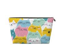 Piccola borsa per il trucco per borsetta, impermeabile, da viaggio, trousse portatile in pelle, organizer per accessori da donna, con volpi carine, Gatti colorati., 7 x 2.4 x 5 Inches, Portamonete