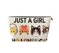 Piccola borsa per il trucco per borsetta, impermeabile, da viaggio, trousse portatile in pelle per cosmetici, organizer per accessori da donna, fiori di limone, Solo una ragazza che ama il gatto, 7 x