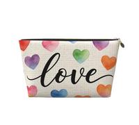 Piccola borsa per il trucco per borsetta, impermeabile, da viaggio, trousse portatile in pelle per cosmetici, organizer per accessori da donna, con zampe di cane e mamma, Amore colorato, 7 x 2.4 x 5