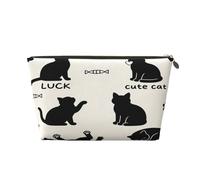 Piccola borsa per il trucco per borsetta, impermeabile, da viaggio, trousse portatile in pelle per cosmetici, organizer per accessori da donna, coniglietto, Gatti felici, 7 x 2.4 x 5 Inches