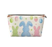 Piccola borsa per il trucco per borsetta, impermeabile, da viaggio, trousse portatile in pelle per cosmetici, organizer per accessori da donna, con zampe di cane e mamma, Uova di Pasqua con