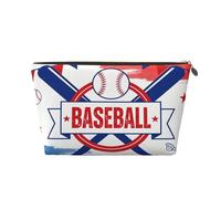Piccola borsa per il trucco per borsetta, impermeabile, da viaggio, trousse portatile in pelle per cosmetici, organizer per accessori da donna, motivo unicorno castello, Giocatori di Baseball, 7 x 2.4