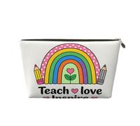 Piccola borsa per il trucco per borsetta, impermeabile, da viaggio, trousse portatile in pelle per cosmetici, organizer per accessori da donna, motivo floreale vintage, Insegna Amore, 7 x 2.4 x 5