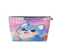 Piccola borsa per il trucco per borsetta, impermeabile, da viaggio, trousse portatile in pelle per cosmetici, organizer per accessori da donna, unicorno notturno luna, Adorabile cane, 7 x 2.4 x 5