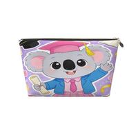Piccola borsa per il trucco per borsetta, impermeabile, da viaggio, trousse portatile in pelle per cosmetici, organizer per accessori da donna, unicorno notturno luna, Koala Lettura, 7 x 2.4 x 5