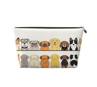 Piccola borsa per il trucco per borsetta, impermeabile, da viaggio, trousse portatile in pelle per cosmetici, organizer per accessori da donna, con zampe di cane e mamma, Carino Happy Dogs, 7 x 2.4 x