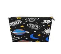 Piccola borsa per il trucco per borsetta, impermeabile, da viaggio, trousse portatile in pelle per cosmetici, organizer per accessori da donna, motivo: razzo pianeta, Pianeta Nebulosa Rocket, 7 x 2.4