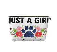 Piccola borsa per il trucco per borsetta, impermeabile, da viaggio, trousse portatile in pelle per cosmetici, organizer per accessori da donna, fiori di limone, Solo una ragazza che ama i cani, 7 x