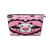 Piccola borsa per il trucco per borsetta, impermeabile, da viaggio, trousse portatile in pelle per cosmetici, organizer per accessori da donna, motivo: pesci oceanici, Piccolo Diavolo, 7 x 2.4 x 5