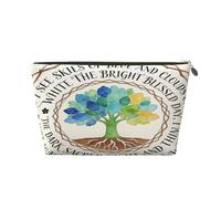 Piccola borsa per il trucco per borsetta, impermeabile, da viaggio, trousse portatile in pelle per cosmetici, organizer per accessori da donna, motivo floreale vintage, Mondo Meraviglioso, 7 x 2.4 x 5