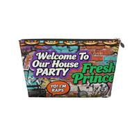 Piccola borsa per il trucco per borsetta, impermeabile, da viaggio, trousse portatile in pelle per cosmetici, organizer per accessori da donna, motivo unicorno castello, Musica Vintage, 7 x 2.4 x 5