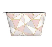 Piccola borsa per il trucco per donne, ragazze adolescenti, piccola borsa da toilette per cosmetici, da viaggio, carina, tascabile, organizer per accessori, rosa e bianco, triangolo