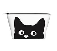Piccola borsa per il trucco per donne, ragazze, piccola borsa da toilette per cosmetici, da viaggio, carina, tascabile, organizer per accessori, a forma di gatto curioso.