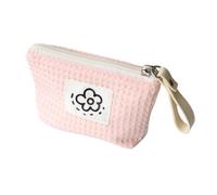 Piccola borsa per il trucco verde Matcha da donna Portamonete Portamonete Commuter Rossetto Cuffie Storage Bag Doppia Catena di Tela Portachiavi, rosa, Taglia unica