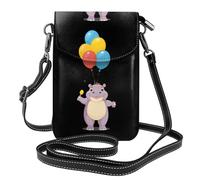 Piccola borsa per telefono cellulare 19,3 x 12,4 cm WHJSSF Little Hippo con palloncini stampe alla moda, pratica, multifunzionale in pelle a tracolla con patta per telefono da donna