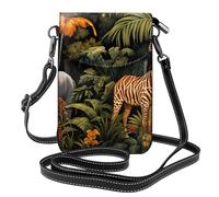 Piccola borsa per telefono cellulare 19,3 x 12,4 cm YYHHAOFA Animals in the Rainforest Picture Fashion Practical, multifunzionale in pelle Crossbody Flap Phone Case per le donne