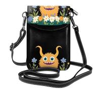 Piccola borsa per telefono cellulare 19,3 x 12,4 cm YYHHAOFA Little monster in the flowers immagine alla moda, pratica, multifunzionale in pelle a tracolla custodia per telefono da donna