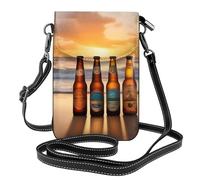 Piccola borsa per telefono cellulare 19,3 x 12,4 cm YYHWHJDE Bottiglie Birra Spiaggia Tramonto Time Pattern Moda Pratica, Multifunzionale Pelle Crossbody Flap Custodia per telefono per le donne