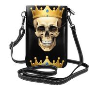 Piccola borsa per telefono cellulare 19,3 x 12,4 cm YYHWHJDE Crown Skeleton Pattern alla moda, pratica, multifunzionale in pelle a tracolla custodia per telefono da donna