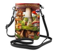Piccola borsa per telefono cellulare 19,3 x 12,4 cm YYHWHJDE Meraviglioso motivo casa fungo alla moda, pratico, multifunzionale in pelle a tracolla custodia per telefono da donna