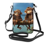 Piccola borsa per telefono cellulare 19,6 x 12,4 cm YYHWHJDE Two Monkeys modello alla moda, pratica, multifunzionale in pelle a tracolla custodia per telefono da donna
