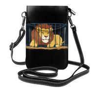 Piccola borsa per telefono cellulare 7,6 x 4,9 pollici WHJSHOP Lion in the cage stampa alla moda, pratica, multifunzionale in pelle Crossbody Flap custodia per telefono per le donne