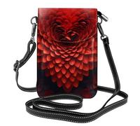 Piccola borsa per telefono cellulare 7,6 x 4,9 pollici WHJSHOP San Valentino cuore rosso fiore stampa alla moda, pratica, multifunzionale in pelle Crossbody Flap custodia per telefono per le donne