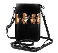 Piccola borsa per telefono cellulare 7,6 x 4,9 pollici YYHWHJDE Brown Bears Sing Pattern alla moda, pratica, multifunzionale in pelle a tracolla custodia per telefono con patta per le donne
