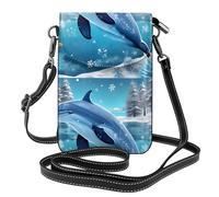 Piccola borsa per telefono cellulare 7,6 x 4,9 pollici YYHWHJDE inverno il delfino modello alla moda, pratico, multifunzionale in pelle Crossbody Flap Phone Case per le donne
