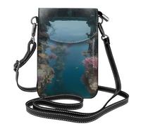 Piccola borsa per telefono cellulare 7,6 x 4,9 pollici YYHWHJDE Undersea Architettura Modello alla moda, pratico, multifunzionale in pelle Crossbody Flap Custodia per telefono per le donne