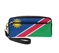 Piccola borsa per trucchi, motivo bandiera della Namibia, astuccio per matite su entrambi i lati, astuccio in pelle PU